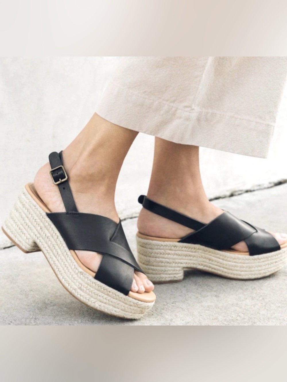 Soludos Amalfi Platform Heel Espadrille Sandals Size 10